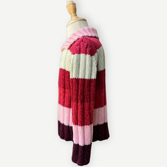 Old Navy Girls Toddler Kids Zip Up Pink Striped Collared Sweater. 3. 3T. - Picture 2 of 5